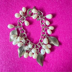 SILPADA 925 Sterling Silver and White Pearl Leaf Bracelet